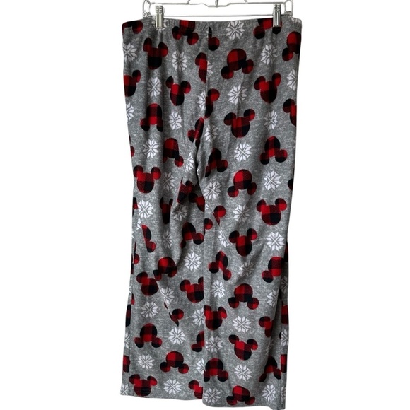 Disney Christmas Buffalo Plaid Mickey Print Plush Pajama Pants, Large - Picture 5 of 6